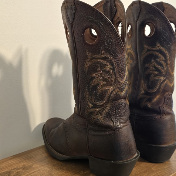 Justin Stampede Western Leather Cowboy Boots Style 2523 Men's Size 8.5D - Picture 7 of 13
